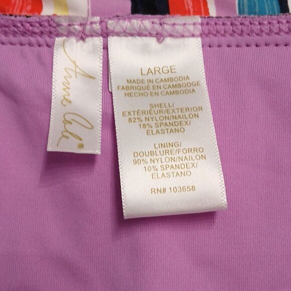 Anne Cole halter tankini swimsuit top  skirt multicolor stripe set Sz M/L NWOT - Picture 6 of 10
